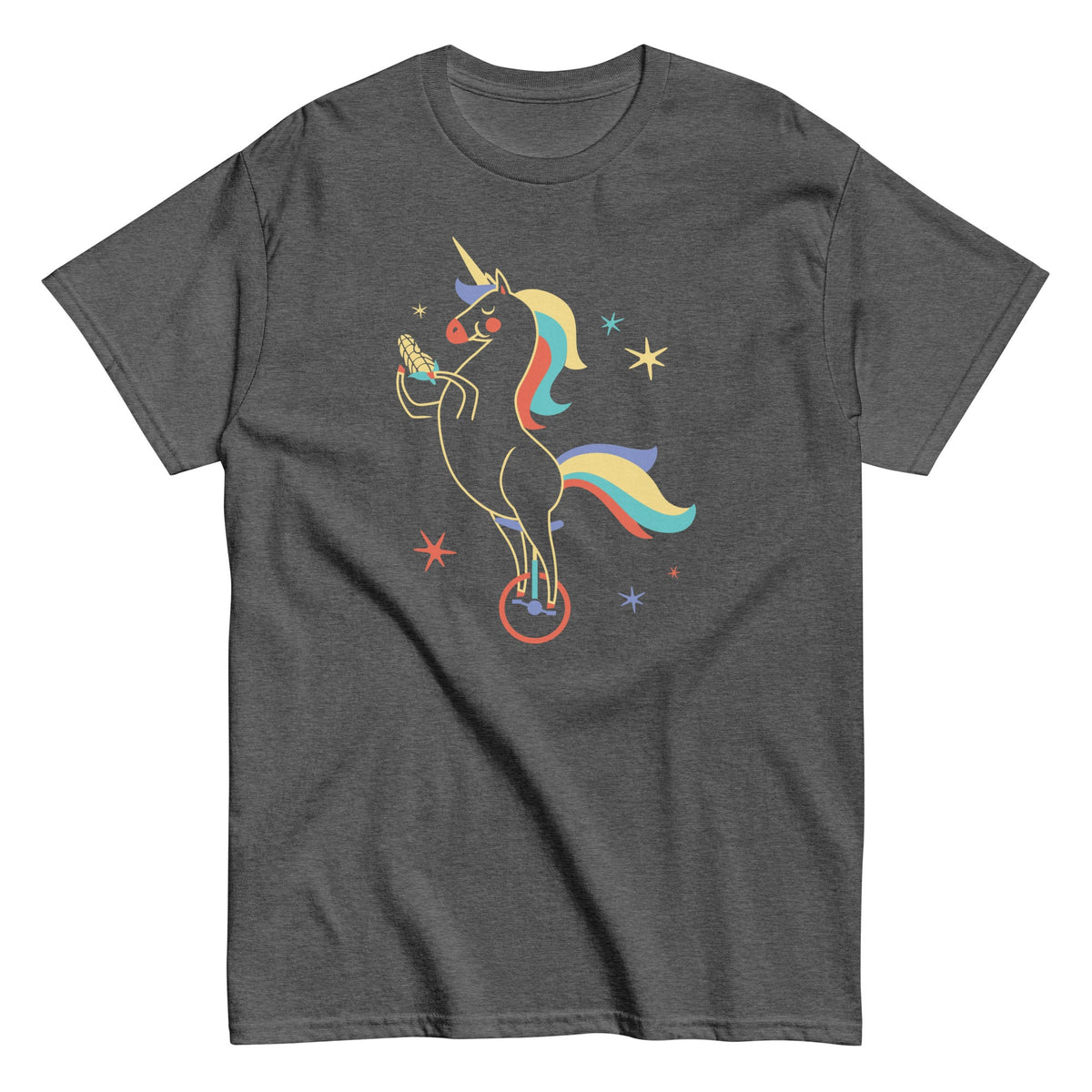 Unicycling Unicorn With Corn - T-shirt herr